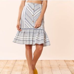 Red Carter Blue and White Striped Midi skirt, S, NWT